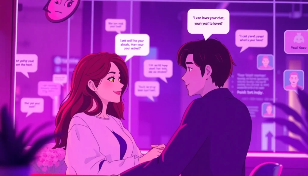 Immersive nsfw ai chat interface with vibrant colors and character interactions.