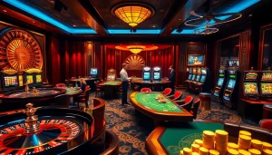 Rasakan sensasi bermain di 'datukwin' dengan meja kasino yang hidup berwarna-warni dan pemain yang terlibat di tengah nuansa kemewahan.