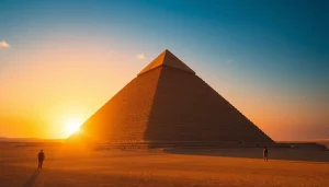 A stunning view of the Great Pyramid of Giza, illustrating the grandeur and history of piraminds.