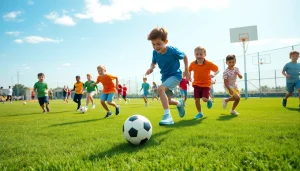 Active boys enjoying Multi Sports Camps for Boys with soccer, basketball, and tennis sessions.