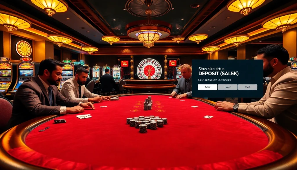 Pemain merasakan kegembiraan di meja poker taruhan tinggi dengan opsi situs deposit 5k di lingkungan kasino mewah.