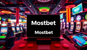 Mostbet platforma ilə zərif onlayn qumar təcrübəsini nümayiş etdirən rəqəmsal interfeys.
