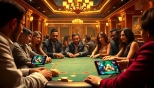 Engage in a thrilling mobile porn game experience at a high-stakes poker table.