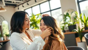 Best hair salon San Diego showcasing a stylist applying highlights.