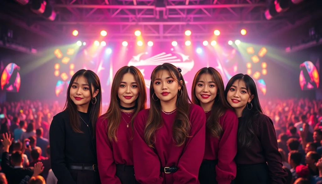 Discover the striking portrait of blackpink members in a vibrant concert atmosphere.