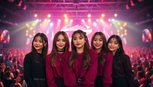 Discover the striking portrait of blackpink members in a vibrant concert atmosphere.