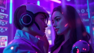 Immersive NSFW AI character interaction in a vibrant digital realm