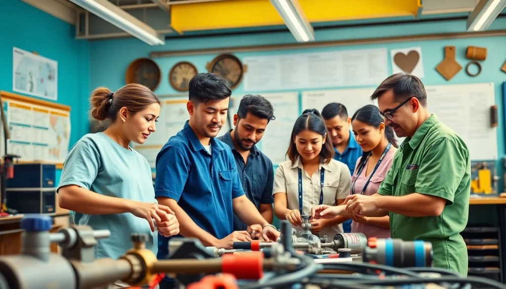Students learning hands-on skills at hawaii trade schools in a collaborative environment.