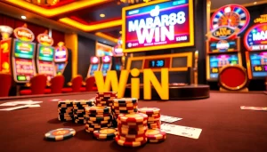 MABAR88 Win dipamerkan pada mesin slot berwarna-warni di lingkungan kasino mewah.