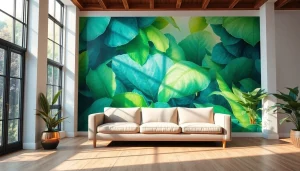 Przekształć swoją przestrzeń dzięki oszałamiającym muralom, prezentującym żywe abstrakcyjne wzory na ścianach wnętrz.