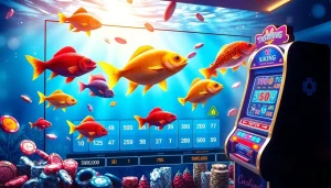 Engaging scene of bắn cá đổi thưởng gameplay, showcasing vibrant underwater graphics and dynamic betting.