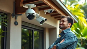 Una instalación moderna de cámaras de seguridad realizada por una empresa de seguridad en una vivienda residencial en Guanacaste, Costa Rica.