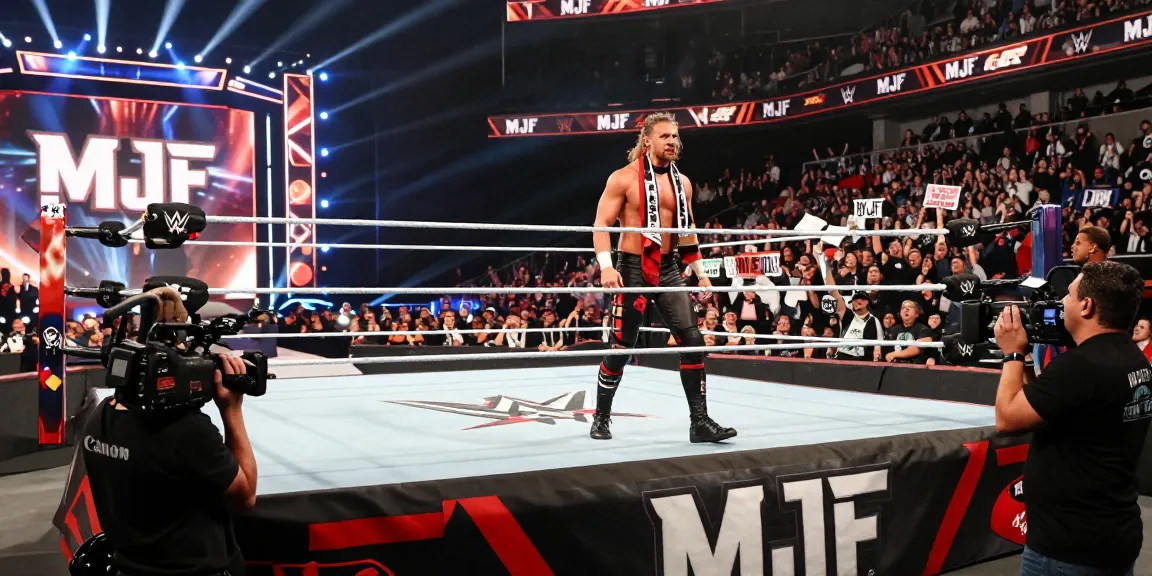 WWE MJF performs in an electrifying wrestling match with fans cheering