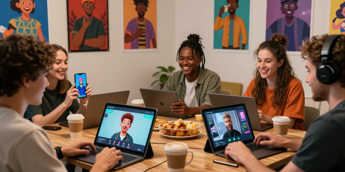 Engaging users interacting with Status AI avatars in a vibrant gaming room, depicting social adventure.