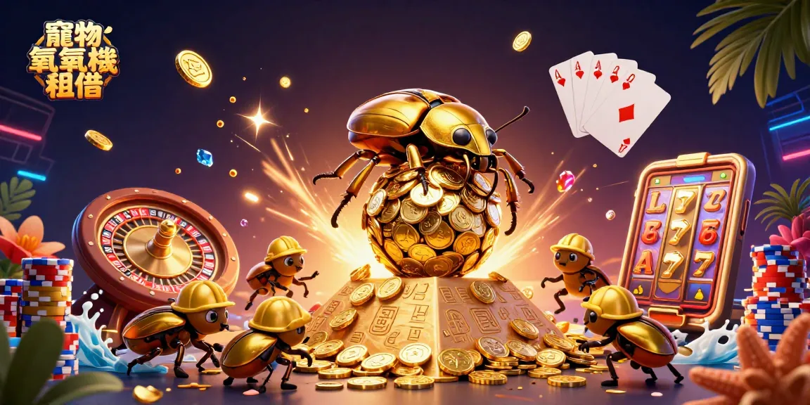 Experience thrilling action with 寵物氧氣機租借, watch a golden beetle roll coins in a captivating casino scene.